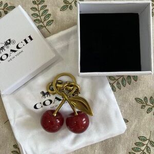 Coach Cherry Brass Cherry Bag Charm Keychain